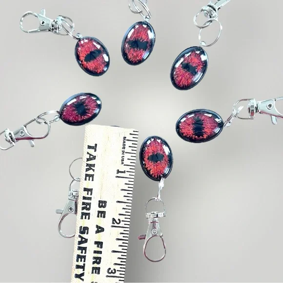 𝑯𝒂𝒏𝒅𝒎𝒂𝒅𝒆 Orange/Red Dragon Eye Keychain w/Gift Bag - Picture 6 of 9